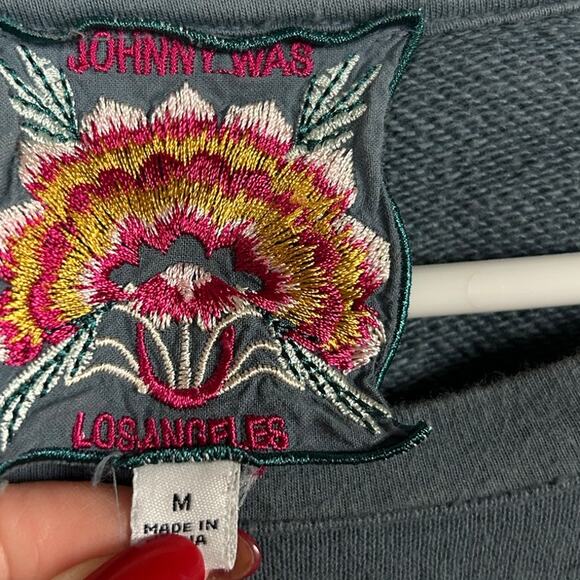 Johnny Was Blue/Gray Embroidered Floral Sweatshirt Top size M - Picture 3 of 8